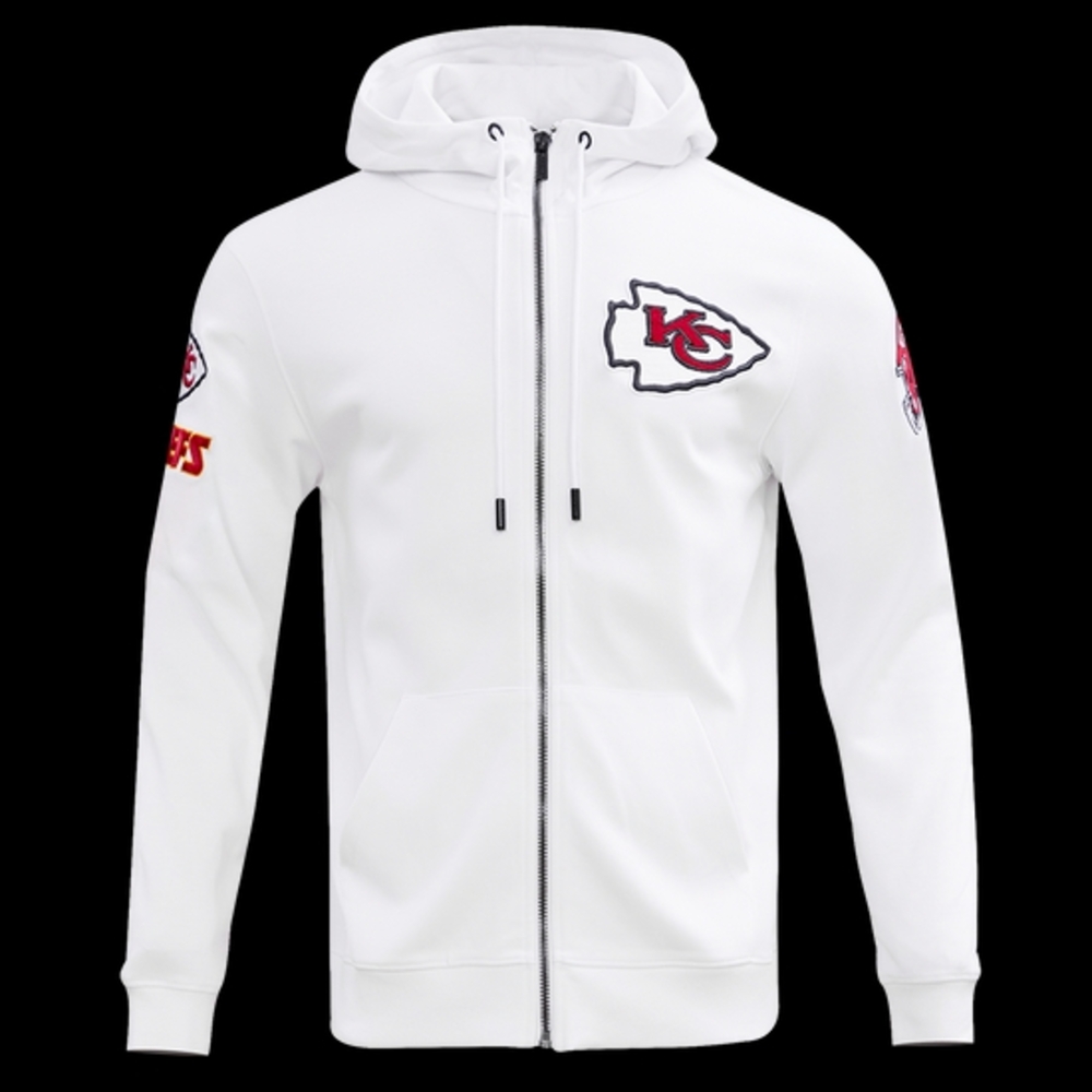 Men's White Zipup Kansas City Chiefs Hoodie